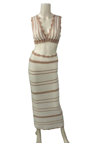 Striped Two-Piece Skirt Set