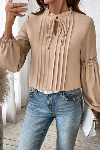 Tie-Neck Pleated Blouse