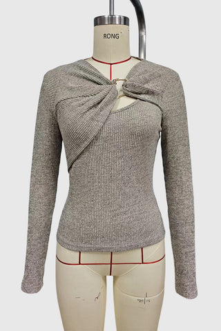 Stylish Ribbed Knot Detail Blouse