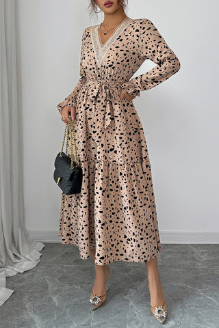 Polka Dot Midi Dress with Waist Tie