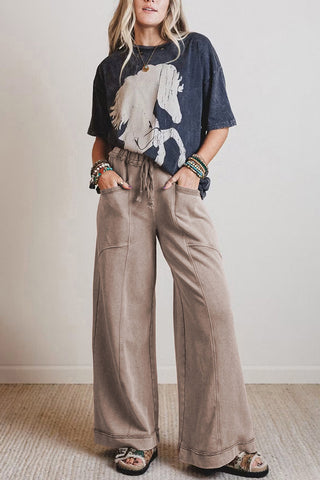 Wide-Leg Casual Pants with Drawstring