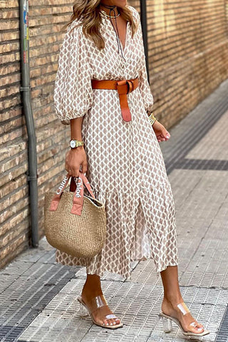 Belted Button-Front Casual Dress