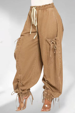 Denim Cargo Barrel Jeans