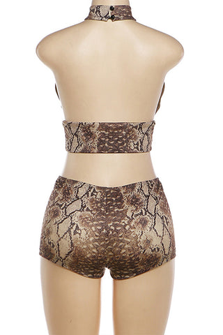 Halter-Neck Cutout Short Set
