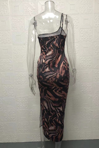 One-Shoulder Animal Print Sundress