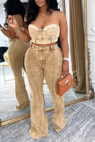 Elegant Corset Flare Pants Set