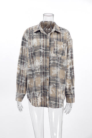 Checkered Button-Up Oversized Shirt
