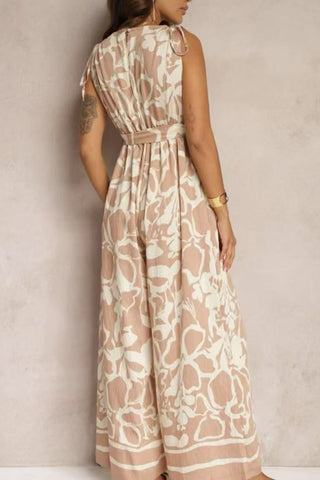 Wrap V-Neck Print Jumpsuit