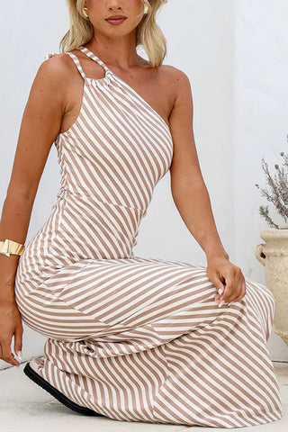 One-Shoulder Striped Dress