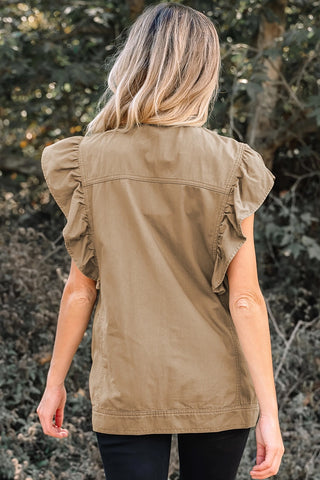 Ruffled Patchwork Jacket Vest