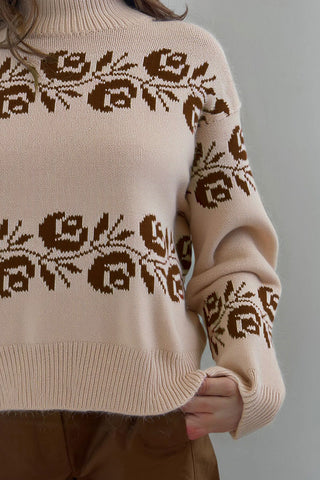 Floral Pattern Knit Sweater