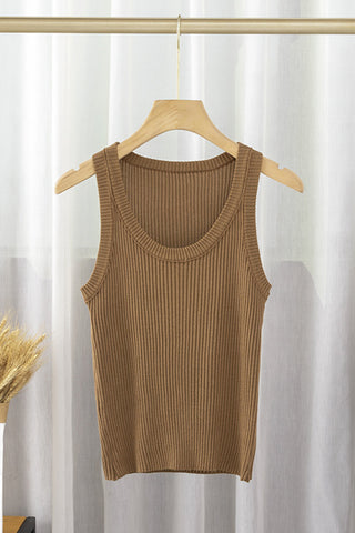 Ribbed Scoop Neck Tank Top