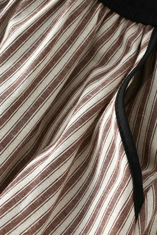 Drawstring Waist Striped Casual Skirt