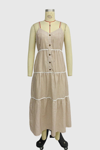 Tiered Button-Front Casual Dress