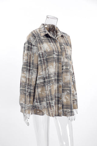 Checkered Button-Up Oversized Shirt