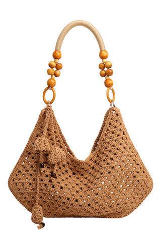 Handmade Beaded Handle Tote Bag