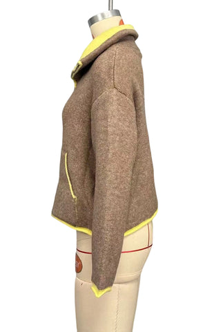 Fuzzy Zip-Up Jacket with High Collar