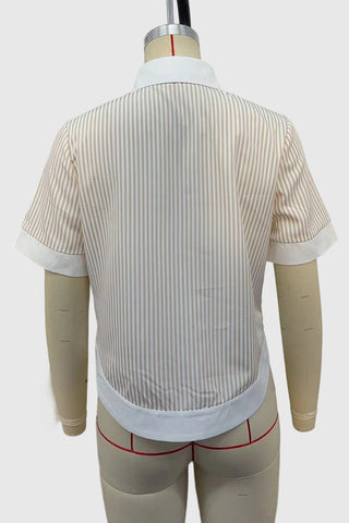Striped Button-Front Polo Shirt