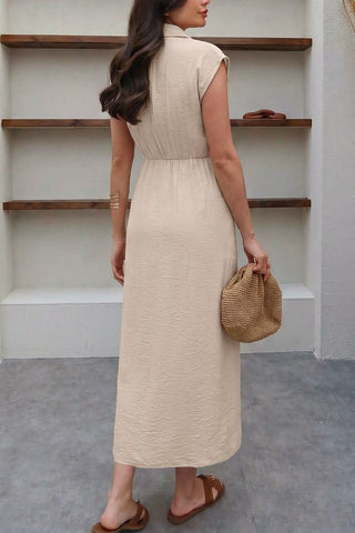 Sleeveless Button-Down Midi Dress