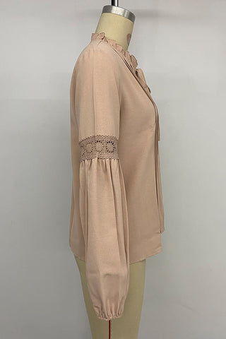 Elegant Pleated Blouse with Lace Detail
