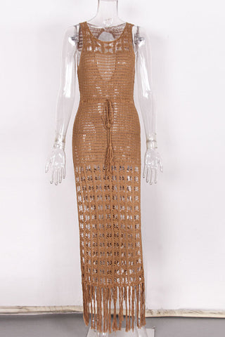 Crochet Fringe Cover-Up Dress