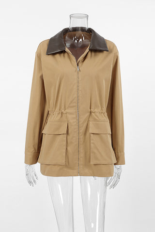 Stylish Two-Tone Zip-Up Coat