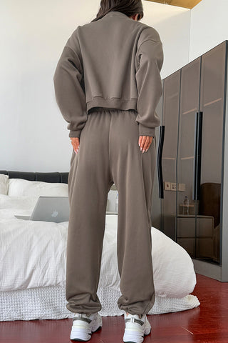 Casual Zip-Up Pants Set