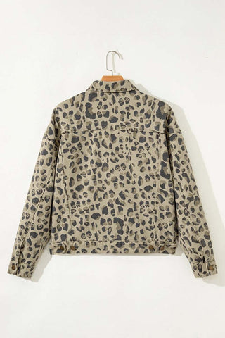 Retro Leopard Seam Detail Button Down Jacket