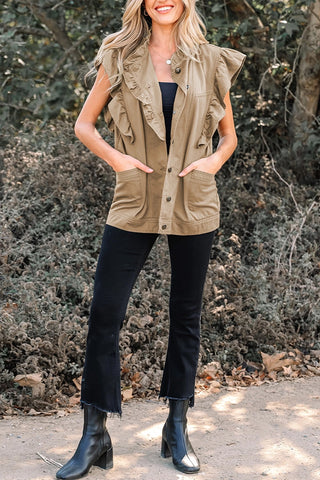Ruffled Patchwork Jacket Vest