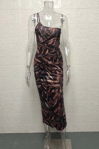 One-Shoulder Animal Print Sundress