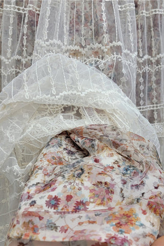 Tiered Lace Overlay Midi Skirt