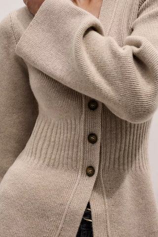 Buttoned Cardigan with Flared Sleeves