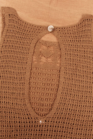 Sleeveless Crochet Dress with Fringe Hem