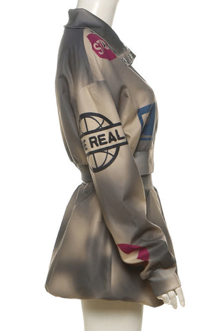 Stylish Zip-Up Skirt Set