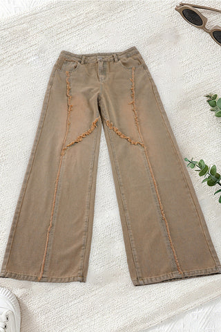 Distressed Straight-Leg Jeans