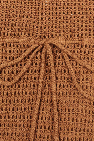 Sleeveless Crochet Dress with Fringe Hem