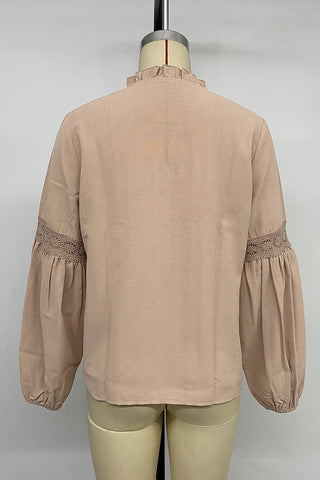 Elegant Pleated Blouse with Lace Detail
