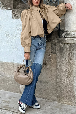Cropped Buttoned Trench Coat