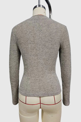 Stylish Ribbed Knot Detail Blouse