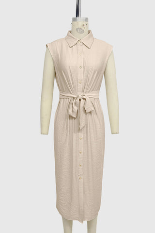 Sleeveless Button-Down Midi Dress