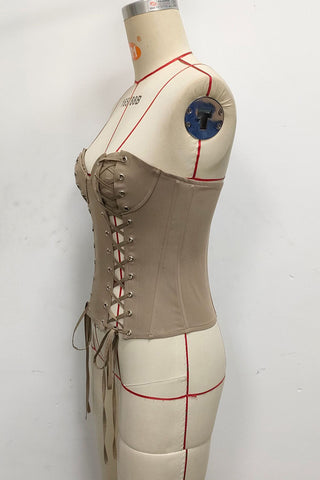 Strapless Lace-Up Corset Top