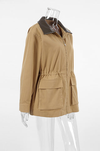 Stylish Two-Tone Zip-Up Coat