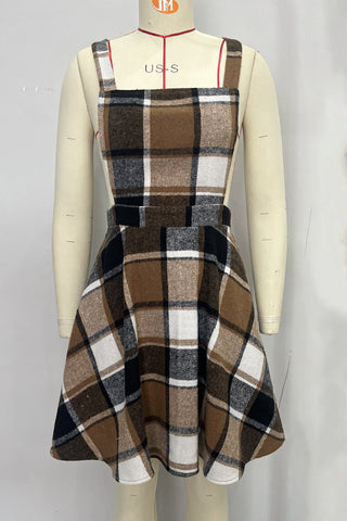 Plaid Pinafore Casual Dress
