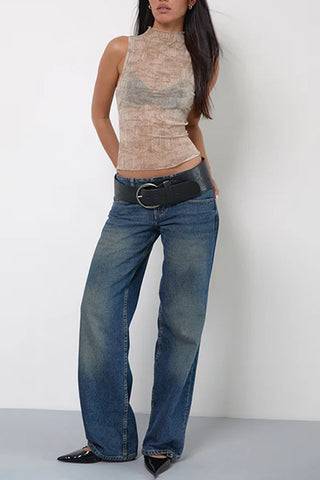 Sleeveless Mock-Neck Tank Top