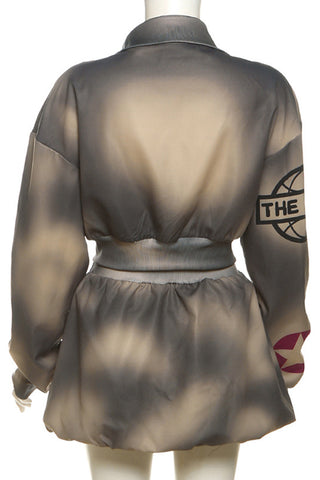 Stylish Zip-Up Skirt Set