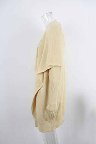 Draped Open-Front Long Cardigan