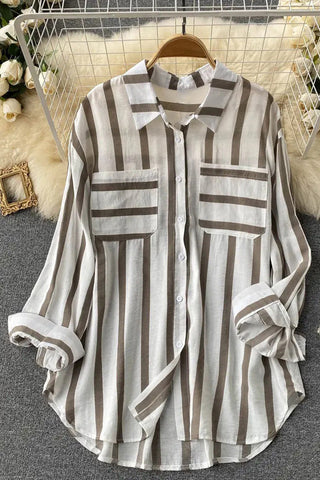 Striped Button-Front Shirt