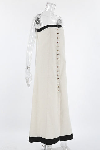 Strapless Button-Front Casual Dress