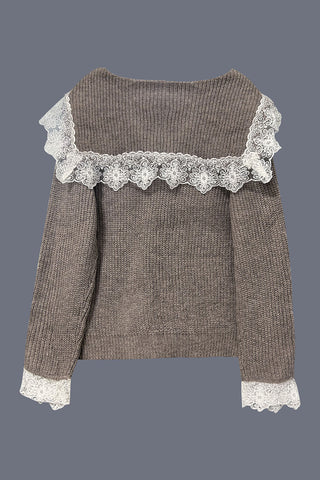 Lace-Trim Button Cardigan