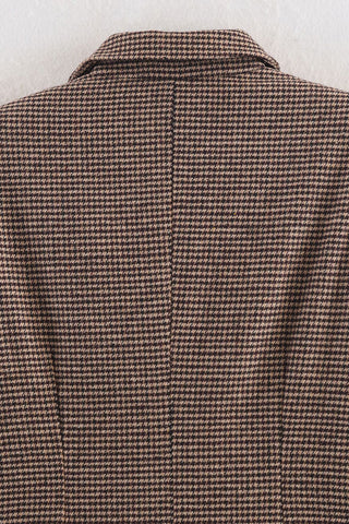Double-Breasted Houndstooth Blazer